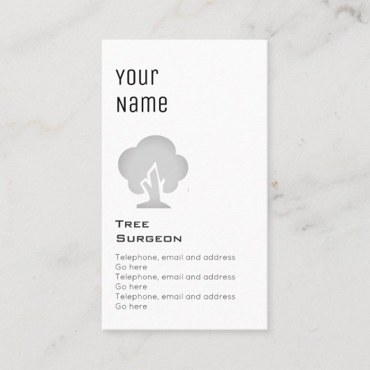 "Essential" Tree Surgeon Price Kaarten Visitekaartje (Voorkant)