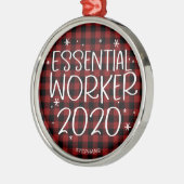 Essential Worker 2020 Covid Pandemic Kerstmis Metalen Ornament (Links)