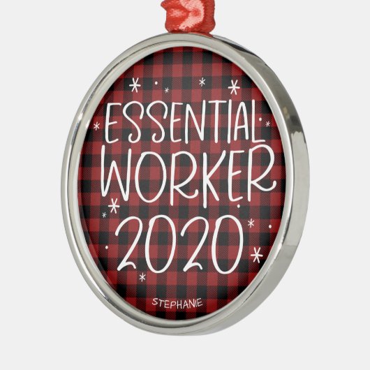 Essential Worker 2020 Covid Pandemic Kerstmis Metalen Ornament (Links)