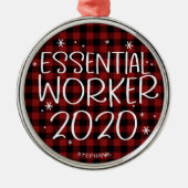 Essential Worker 2020 Covid Pandemic Kerstmis Metalen Ornament (Voorkant)