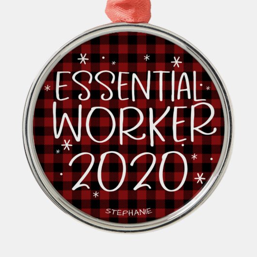 Essential Worker 2020 Covid Pandemic Kerstmis Metalen Ornament (Voorkant)