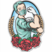 Essential Worker Hero Sterke Caring Nurse Sticker (Voorkant)