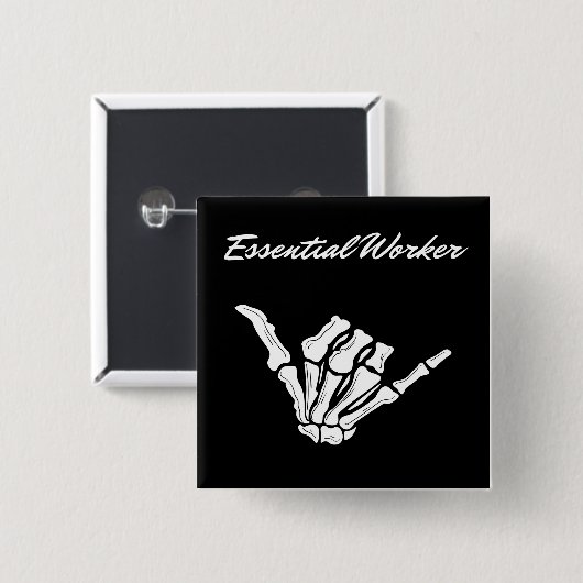 Essential Worker Square Vierkante Button 5,1 Cm (Voorkant /achterkant)