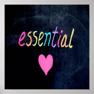 Essential Worker Support Heart op de krijtplank Poster