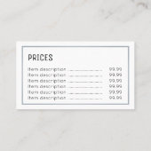 'Essential Writer Price Cards' Visitekaartje (Achterkant)