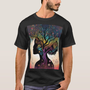 **"Essentie van de Aarde: Abstracte Dame Moeder Na T-shirt