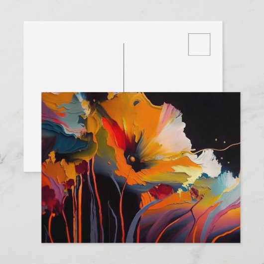 Essentie van de Tuin – Abstracte Bloemexpressie Briefkaart (Voorkant / Achterkant)