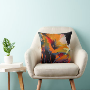 Essentie van de Tuin – Abstracte Bloemexpressie Kussen