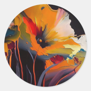 Essentie van de tuin – Abstracte bloemexpressie Ronde Sticker