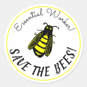 Essentiële arbeider redt bijenstaartkunst ronde sticker