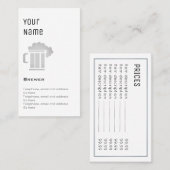 "Essentiële" brouwerijprijskaarten Visitekaartje (Voorkant / Achterkant)