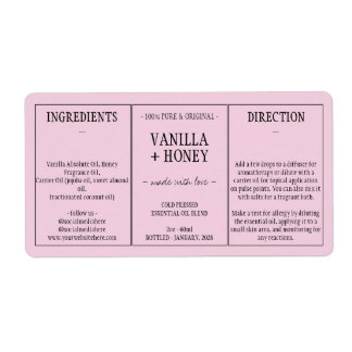 Essentiële olie roze cosmetische fleswikkel etiket
