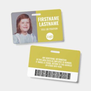 Essentiële personeelskaartfoto, streepjescode, log badge