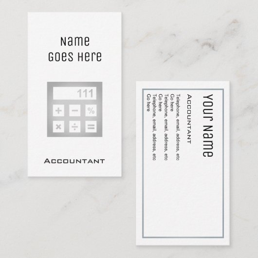 "Essentiële" Visitekaartjes van accountants (Voorkant / Achterkant)