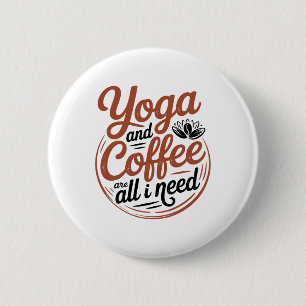 Essentiële Yoga En Koffie T-shirt Ronde Button 5,7 Cm
