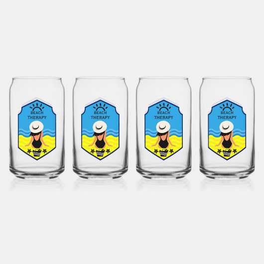 Essentiële zomerstrand  blikvorm glas (Voorkant)