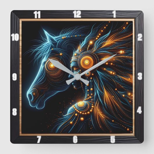 Essenties van paard en mens samenvoegen in harmoni vierkante klok (Voorkant)