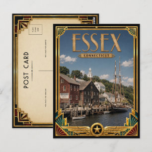 Essex Connecticut Vintage Art Deco Gouden Tijdperk Briefkaart