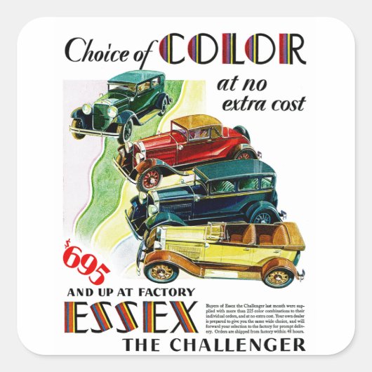 Essex The Challenger Automobile Vierkante Sticker (Voorkant)