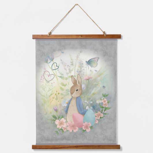 esster bunny peter met bloemen hangend wandkleed (Voorkant)