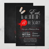 Est, boire & être effrayant halloween invitation à (Devant / Derrière)