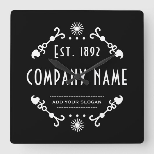 Established Business Name, Decorative Vierkante Klok (Voorkant)