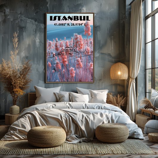 Estambul: Arte de Línea con coordenadas. Perfect Poster
