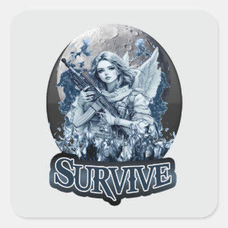 Estampa Anjo – Cyberpunk Guardian Angel - Adesivo Vierkante Sticker