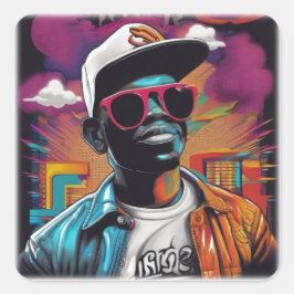 Estampa Hip Hop - Street Graffiti Art - Adesivo Vierkante Sticker