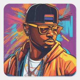 Estampa Hip Hop - Street graffiti art - Adesivo Vierkante Sticker