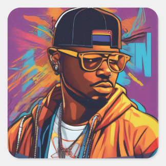 Estampa Hip Hop - Street graffiti art - Adesivo Vierkante Sticker