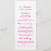 Estarfish rose mariage menu du dîner (Dos)