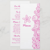 Estarfish rose mariage menu du dîner (Devant / Derrière)