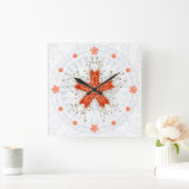 Estarfish rouge sur texture marine vintage Horloge (Maison)