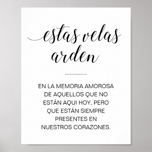 Estas Velas Arden Trouw Herdenkingsbord in het Spa Poster (Voorkant)