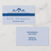 Estate Agent Architect Blue Elegant Light Visitekaartje (Voorkant / Achterkant)