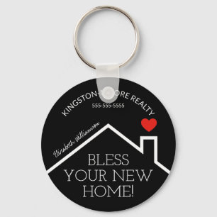 Estate House Heart Custom Realtor Business Sleutelhanger