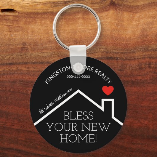 Estate House Heart Custom Realtor Business Sleutelhanger (Achterkant)