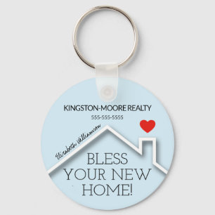 Estate House Heart Custom Realtor Business Sleutelhanger