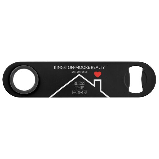 Estate House Heart Custom Realtor Speed Flessenopener (Voorkant (Horizontaal))