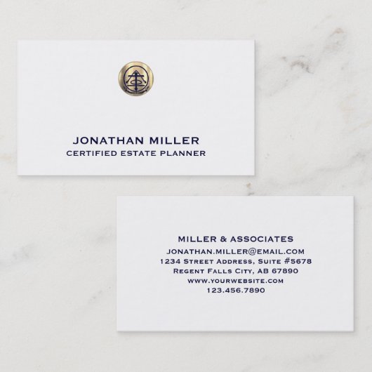 Estate Planner Visitekaartje | Wit en Goud (Voorkant / Achterkant)