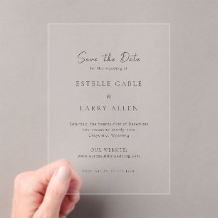 Estelle Elegant Wedding Save the Date Acryl Uitnodigingen