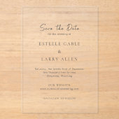 Estelle Elegant Wedding Save the Date Acryl Uitnodigingen (Voorkant)