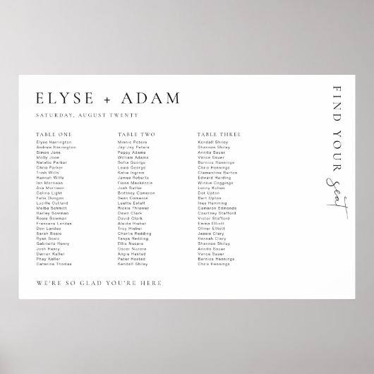 Estelle Minimum 3 Banquet Table Seating Poster (Voorkant)