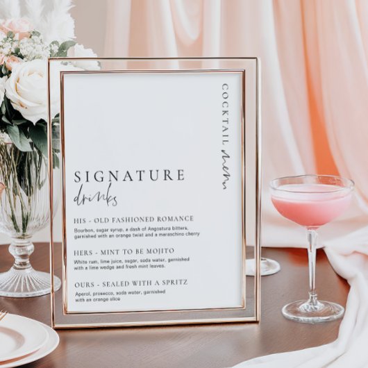 Estelle Modern Minimal Signature Drink Sign Poster