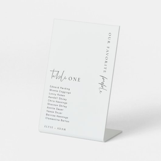 Estelle Modern Minimalist Weddenschap Table Number Reclamebord Met Voetstuk (Voorkant)