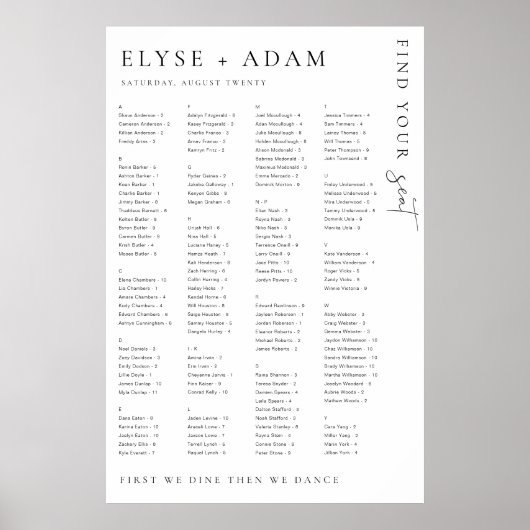 Estelle Poster minimal de siège alphabétique moder (Devant)