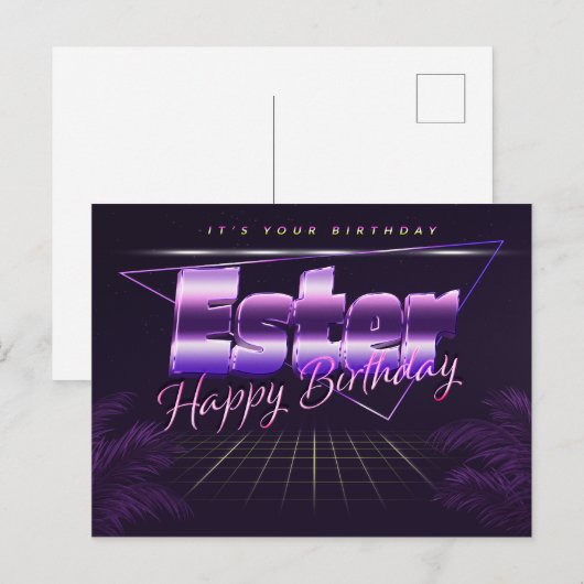 Ester Nom Prénom Anniversaire de la carte postale (Devant / Derrière)