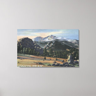 Estes Park, Colorado - Langen Peak Uitzicht Canvas Afdruk