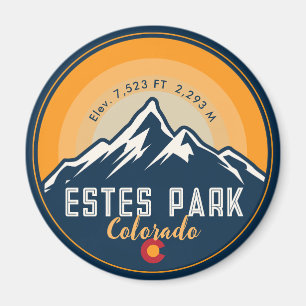 Estes Park Colorado Mountains Retro Sunset Skiën Magneet